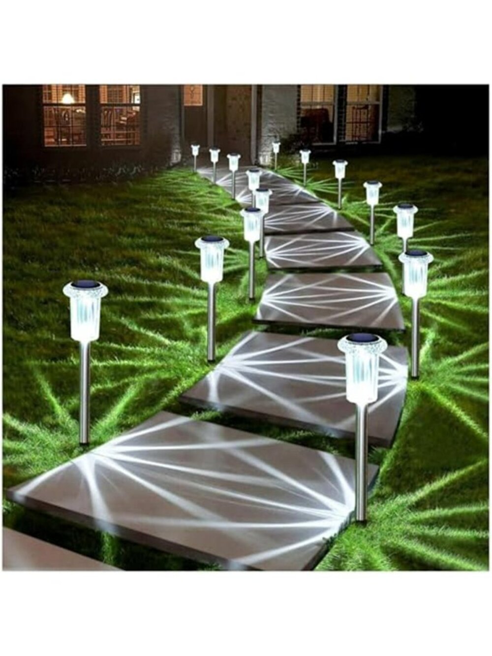 Solar Lights Outdoor 10 Pack Waterproof 6000K Cold White LED Stainless